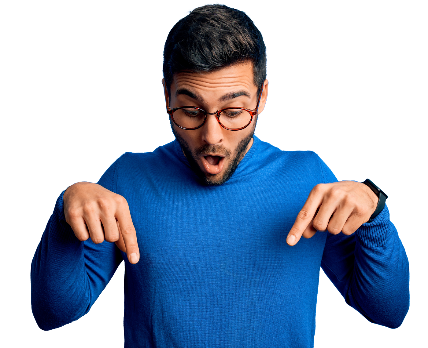 Man pointing downwards